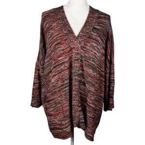 J Jill Pure Jill Marled Space Dye Oversized Sweater Kimono XL V-Neck